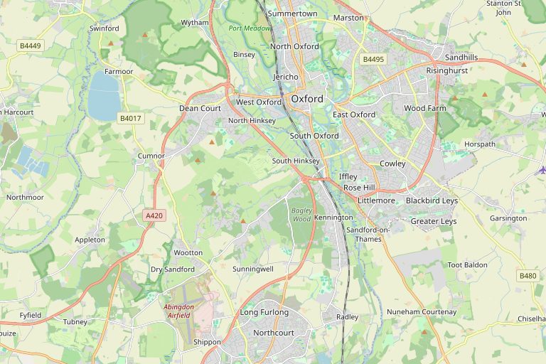 Map of Oxford and the surrounding area