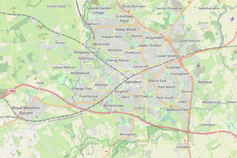 Map of Swindon and the surrounding area